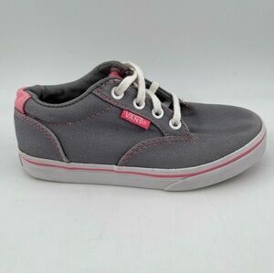Vans Girl’s Atwood Off the Wall Grey Pink Cushioned Tongue Canvas Sneaker-SZ 11C